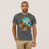 ユーモラスなビーチの海賊 Tシャツ (正面フル)