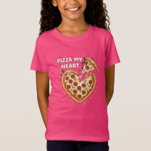 ユーモラスなピザマイハート・ダジャレ かわいいバレンタインデーのフードファン Tシャツ