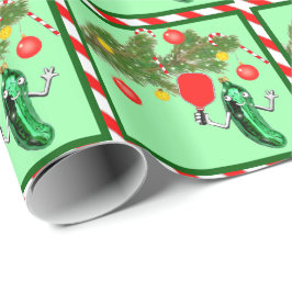 ユーモラスなピックルボール クリスマス ラッピングペーパー