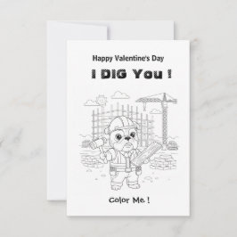 ユーモラスなブルドッグ建設業 "I Dig You" ぬりえマ サンキューカード