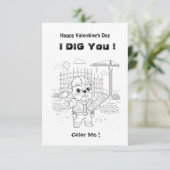 ユーモラスなブルドッグ建設業 "I Dig You" ぬりえマ サンキューカード (スタンド正面)