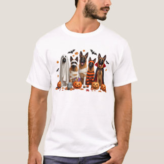 ユーモラスなベルジアン・マリノア・ハロウィン・ドッグ・ラバー Tシャツ