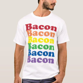 ユーモラスなベーコン 虹 カラフルなテキスト Tシャツ