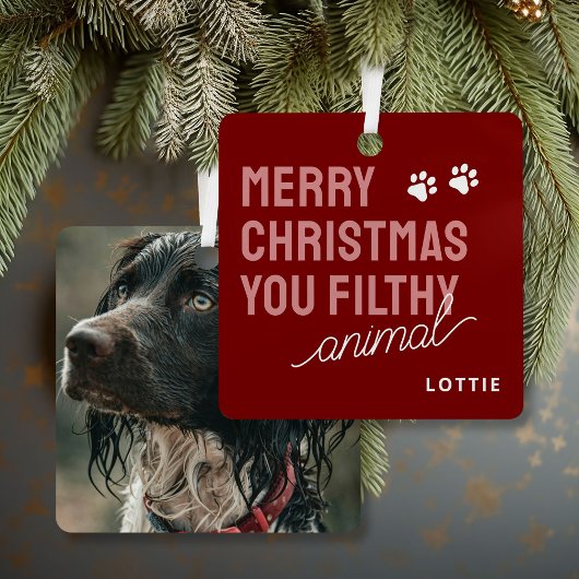 ユーモラスなペットの写真入りクリスマスギフト メタルオーナメント