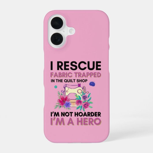 ユーモラスなミシンの引用句 クラシカルなお花柄のミシン iPhone 16ケース (裏面)
