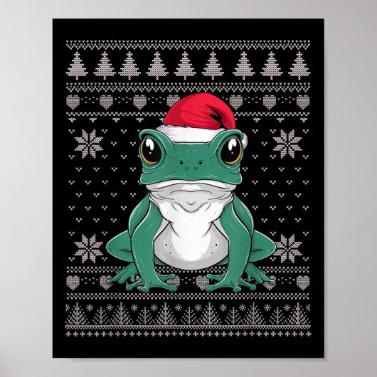 ユーモラスなヤドクガエル クリスマスセーター サンタ ポスター (正面)