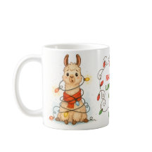 ユーモラスなラマのクリスマスイルミネーションマグ