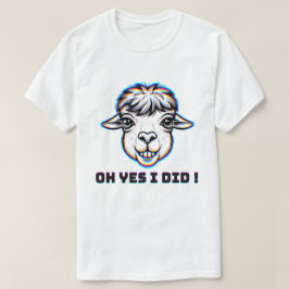 ユーモラスなラマのグリッチアート「Oh Yes I Did」 Tシャツ