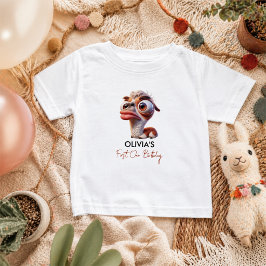 ユーモラスなラマの似顔絵 1歳の誕生日お祝い ベビーTシャツ