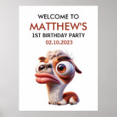 ユーモラスなリャマの似顔絵 メキシカン 1歳の誕生日 ポスター (正面)