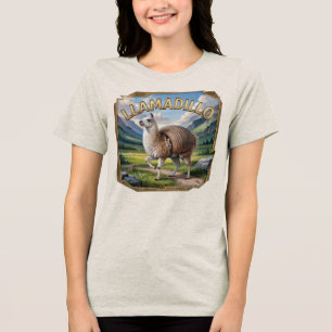 ユーモラスなリャマジロのフォトグラフィック トライブレンドTシャツ
