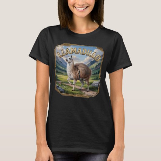 ユーモラスなリャマディロの写真芸術 Tシャツ (正面)