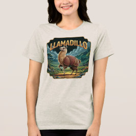 ユーモラスなリャマディージョのイラスト トライブレンドTシャツ