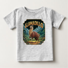ユーモラスなリャマディージョのイラスト ベビーTシャツ