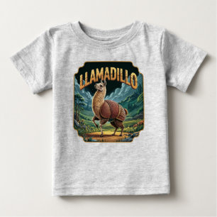 ユーモラスなリャマディージョのイラスト ベビーTシャツ