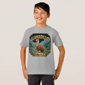 ユーモラスなリャマディージョのイラスト Tシャツ (正面フル)
