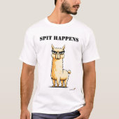 ユーモラスなリラTシャツ "Spit Happens" Tシャツ (正面)