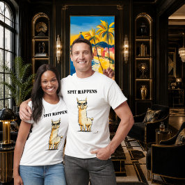 ユーモラスなリラTシャツ "Spit Happens" Tシャツ