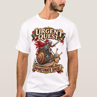 ユーモラスな中世のカタツムリの騎士Tシャツ | 緊急クエスト Tシャツ