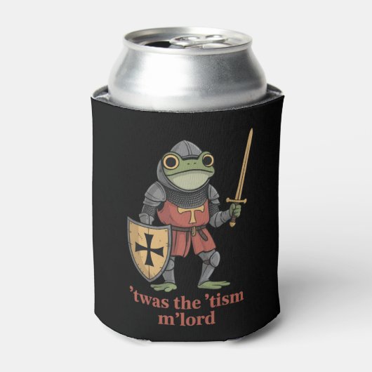 ユーモラスな中世の騎士カエル T'was The 'Tism M'Lord 缶クーラー (缶正面)