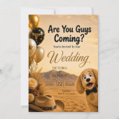 ユーモラスな南部スタイルの犬の結婚式 Are You Guys Coming? 招待状 (正面)