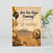 ユーモラスな南部スタイルの犬の結婚式 Are You Guys Coming? 招待状 (スタンド正面)
