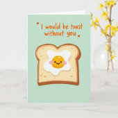 ユーモラスな卵トーストの恋愛カード カード (黄色い花)