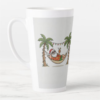 ユーモラスな夏のクリスマス 南国ホリデー カフェラテマグ