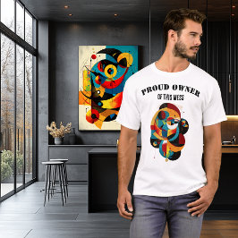 ユーモラスな幾何学アート、個性的なモダンアブストラクト Tシャツ