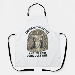ユーモラスな復活の洞窟のビンテージ風彫刻Tシャツデザイン エプロン