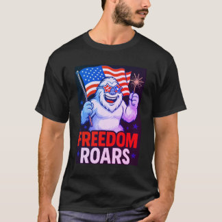 ユーモラスな愛国イエティ「FREEDOM ROARS（自由の雄叫び）」7月4日Tシャツ Tシャツ