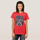 ユーモラスな愛国ハイランドカウ アメリカ独立記念日 Tシャツ (正面フル)