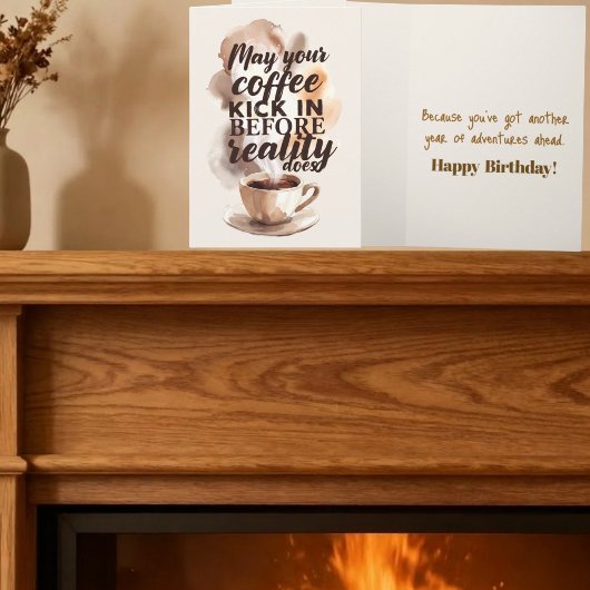 ユーモラスな朝のコーヒー愛好家の誕生日 カード