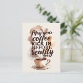 ユーモラスな朝のコーヒー愛好家の誕生日 ポストカード (スタンド正面)