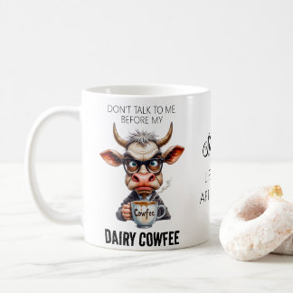 ユーモラスな牛のコーヒータイポグラフィー コーヒーマグカップ