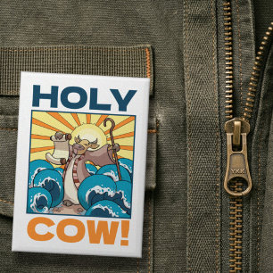 ユーモラスな牛の「Holy Cow!」ビジュアルパロディー・アニマル・キャラクター 缶バッジ