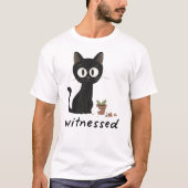 ユーモラスな猫のデザインを目撃 Tシャツ (正面)