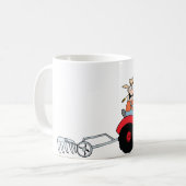 ユーモラスな田舎の農家のトラクターのキャラクター コーヒーマグカップ (正面左)