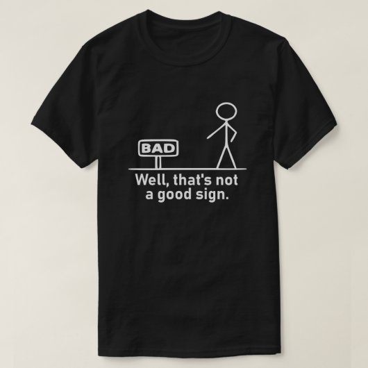 ユーモラスな白い棒人間 ネギラシ標識 パンジャ Tシャツ (デザイン正面)