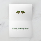 ユーモラスな結婚記念日のカエル夫婦の蓮の葉の上の写真 カード (内部)