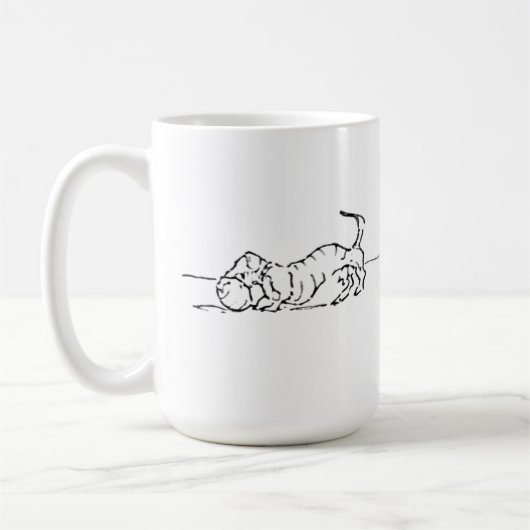ユーモラスな線画のソーセージ犬コーヒーマグ コーヒーマグカップ (左)