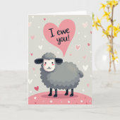 ユーモラスな羊のラブカード "I Ewe You" カード (黄色い花)