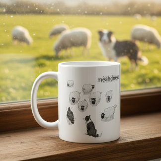 ユーモラスな羊の犬ペン画カートゥーン コーヒーマグカップ