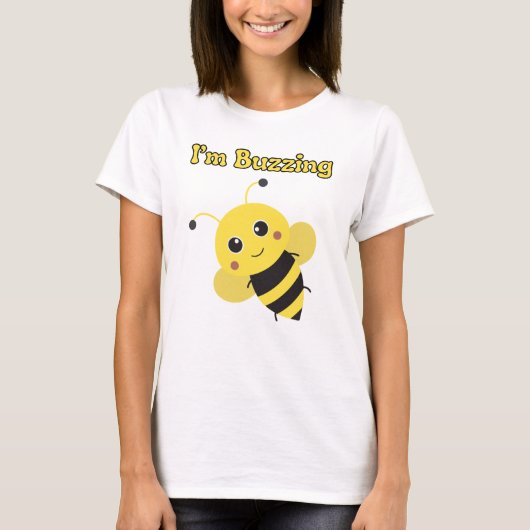 ユーモラスな蜂のスローガンTシャツ「I'm Buzzing」 Tシャツ (正面)