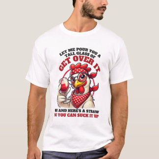 ユーモラスな西部劇のニワトリ Tシャツ