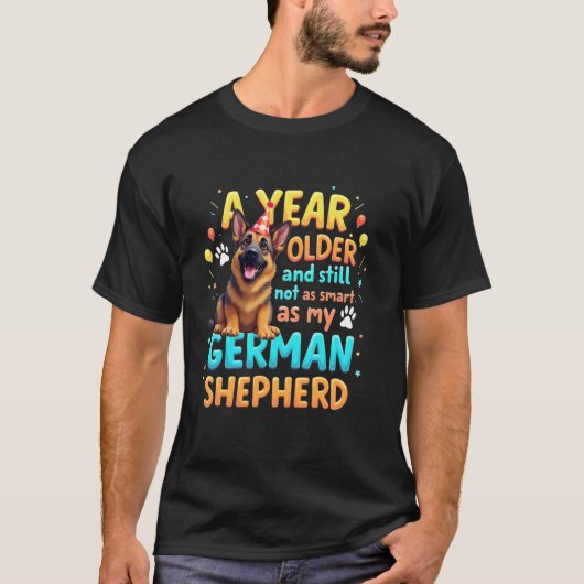 ユーモラスな誕生日ギフト ジャーマンシェパード 犬 Tシャツ (正面)