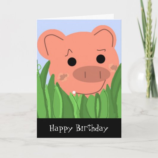 ユーモラスな豚の誕生日カード カード (正面)