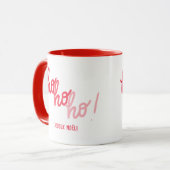 ユーモラスな赤とピンクのHohoho Joyeux Noelタイポグラフィー マグカップ (正面左)