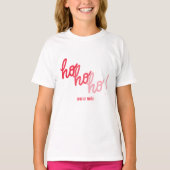 ユーモラスな赤とピンクのHohoho Joyeux Noel タイポグラフィー Tシャツ (正面)