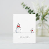 ユーモラスな雪だるまとウサギのクリスマス シーズンカード (スタンド正面)